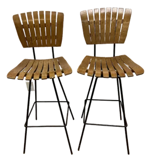 Mid Century Modern Swivel Bar Stools in the Style of Arthur Umanoff- Set of 2