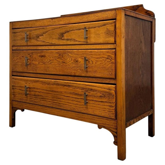 Antique English Golden Oak Chest of Drawers, 1900s For Sale - Image 4 of 12