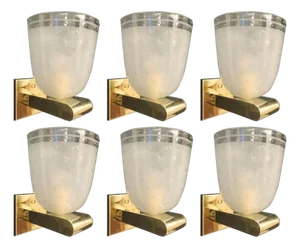 Set of Six Frosted Bollicine Sconces by Barovier E Toso. Italy, 1950's.