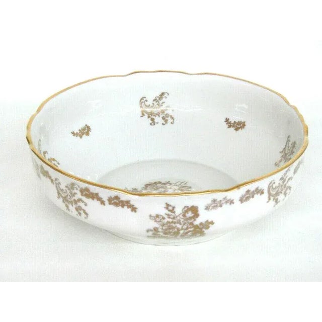 Porcelaine de France Hand Painted Whitend Gold Centerpiece Bowl Dish For Sale - Image 11 of 11