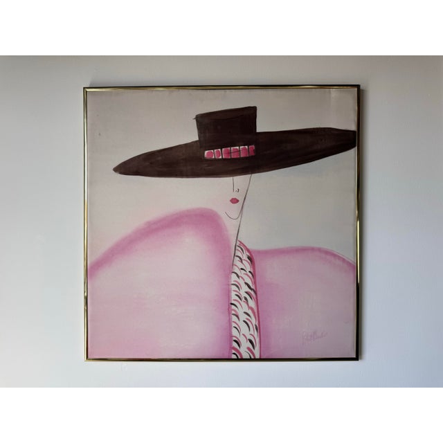 1980s Vintage Postmodern Woman Portrait Batik Painting by Robert Badis For Sale - Image 4 of 12