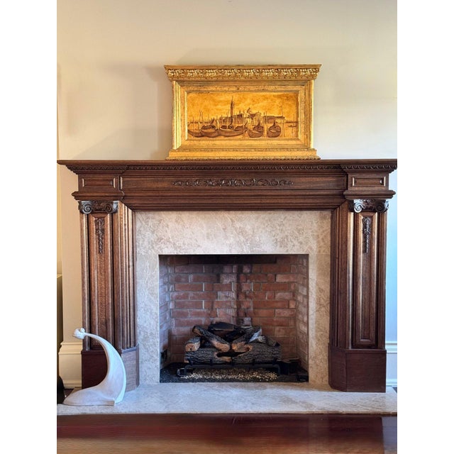 Traditional Exceptional Original Ink on Plaster Venezia Island of San Giorgio by the Twins Bugagiar For Sale - Image 3 of 13