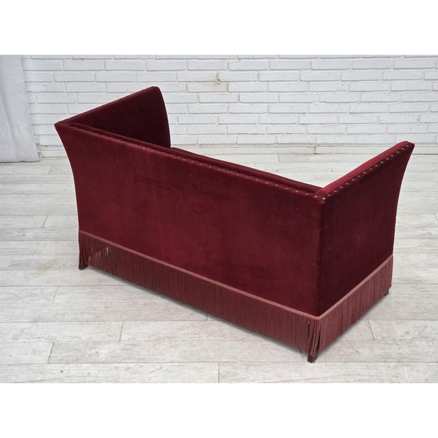 Danish 2-Seater Sofa in Cherry-Red Velour, 1970s For Sale - Image 9 of 17