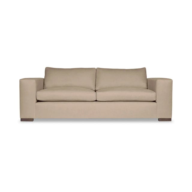 STD Depth: 40" · Upholstered W/ No Skirt ⋅ Topstitched · Cushion Fill: 10/90 · Leg Type: 8” X 8” X 2”