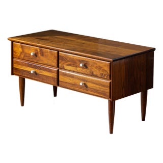 1961 Solid Walnut Mid-Century Modern Low Chest With 4 Drawers, Attributed For Sale