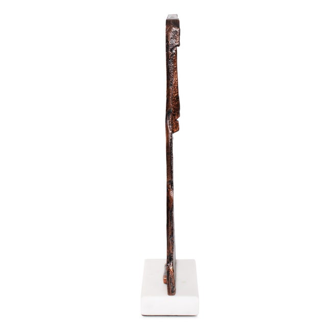 Metal Modern Man Sculpture in Aluminum with Marble Base- Tall For Sale - Image 7 of 11
