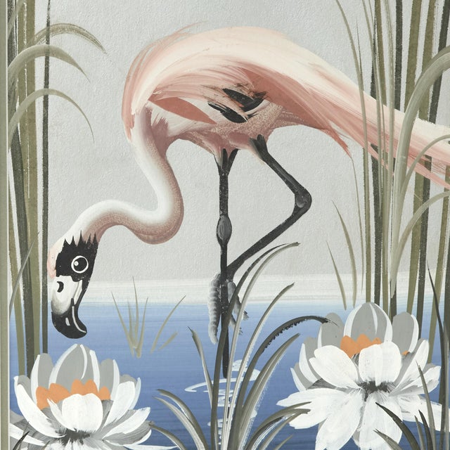 Pink Pair of Vintage Flamingo Paintings For Sale - Image 8 of 11