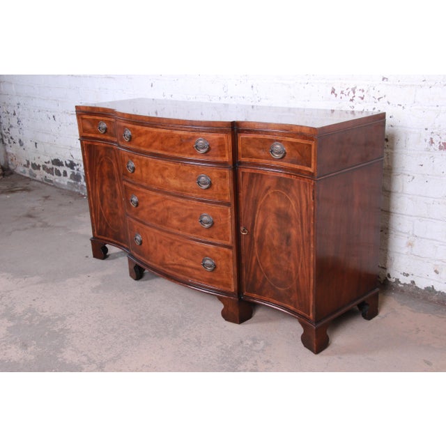 Baker Furniture Regency Banded Inlaid Mahogany Sideboard Credenza