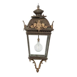 Large French Bronze and Iron Lantern For Sale