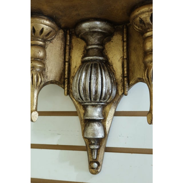 Traditional 1990s Crafted Gold Leaf Wall Shelves - a Pair For Sale - Image 3 of 7