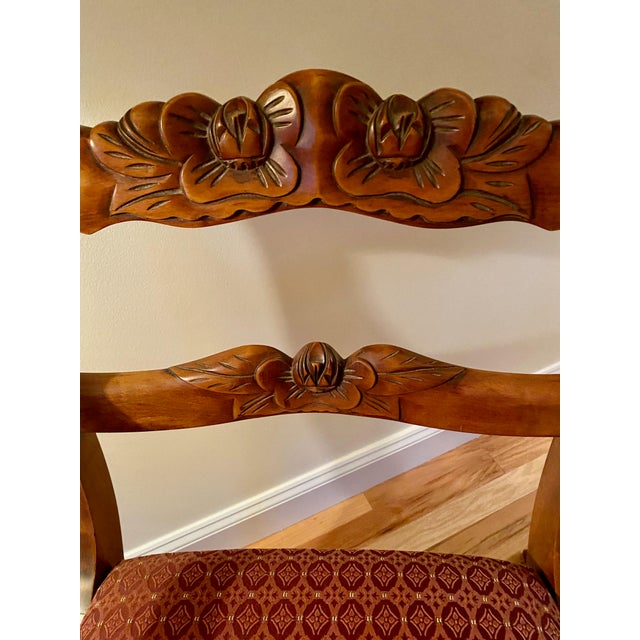 1960s 1960s Carved Wood, Rolled Arm Captain's Chairs For Sale - Image 5 of 11