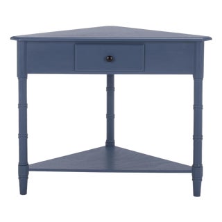 Gomez 1 Drawer 1 Shelf Corner Table in Blue For Sale