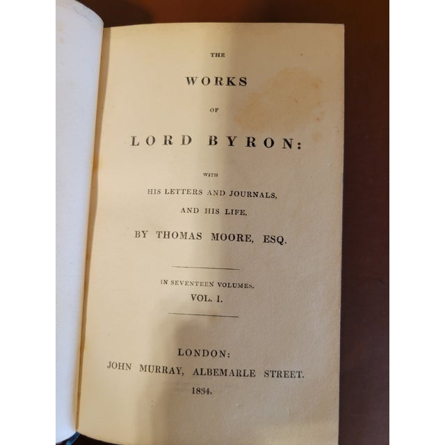 The Works of Lord Byron: With His Letters and Journals, and His Life, by Thomas Moore. Seventeen Volumes in Full Calf 1835-37. For Sale - Image 4 of 8