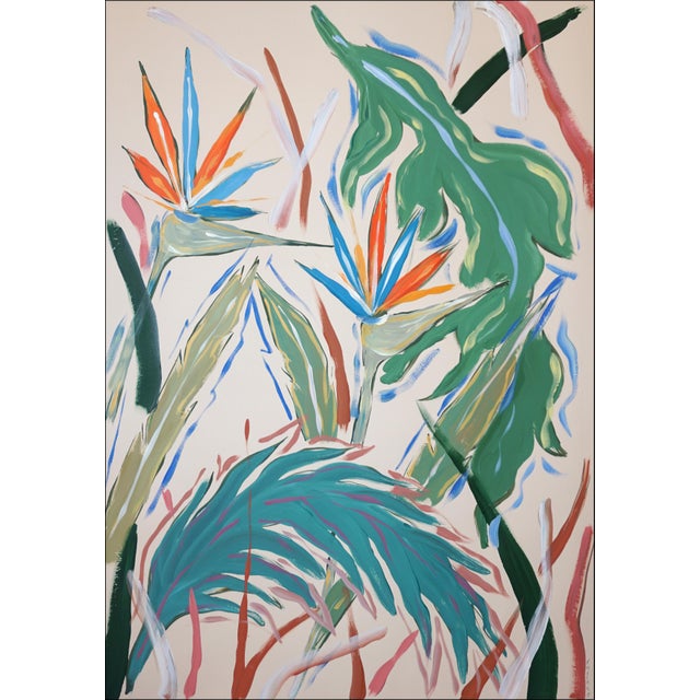 2026, Birds of Paradise, Illustration Style Painting Diptych For Sale - Image 4 of 10