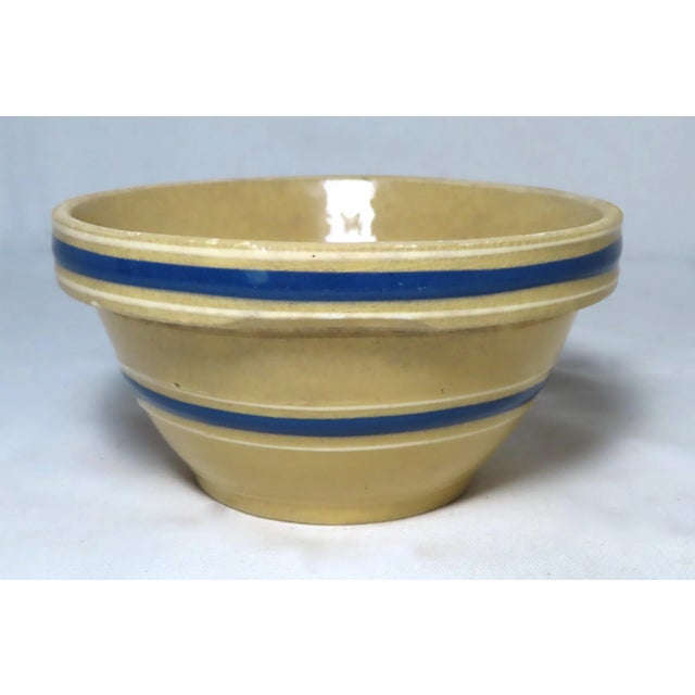Mustard Antique Mocha Yellow Ware Pottery Kitching Mixing Bowl For Sale - Image 8 of 13