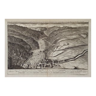An Antique Engraved View of "Waterfalls in Smoland", Sweden by Erik Dahlberg , 1705 For Sale
