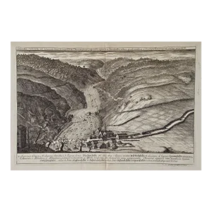 An Antique Engraved View of "Waterfalls in Smoland", Sweden by Erik Dahlberg , 1705