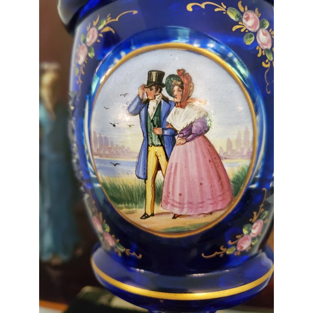 Antique Bohemian Glass Moser Covered Goblet For Sale - Image 4 of 6