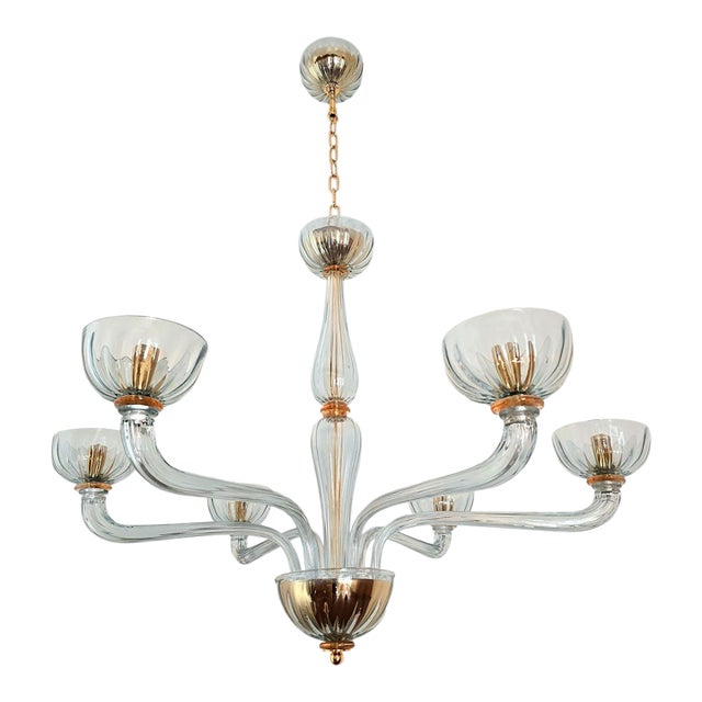 1980s Light Blue Murano Glass Chandelier For Sale