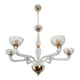 1980s Light Blue Murano Glass Chandelier, Mid Century Modern For Sale