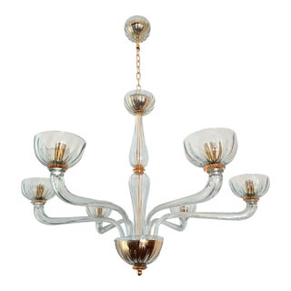 1980s Light Blue Murano Glass Chandelier, Mid Century Modern For Sale