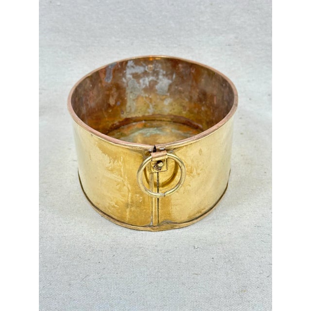 Simple yet elegant brass Cachepot. Oval shape with handles on the sides. Perfect to use with one or two small plants....