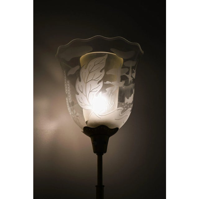 Floor Lamp in Brass and Double Glass Shades by Bo Notini, 1940s For Sale - Image 6 of 9