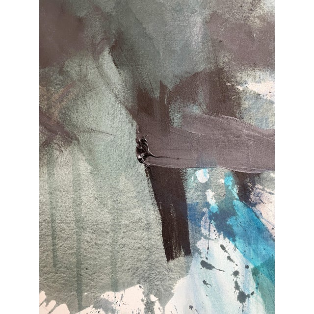 "Sings My Soul" Oversized Lyrical Abstraction Painting in Dark Green and Blue by Stacey Warnix For Sale - Image 9 of 15