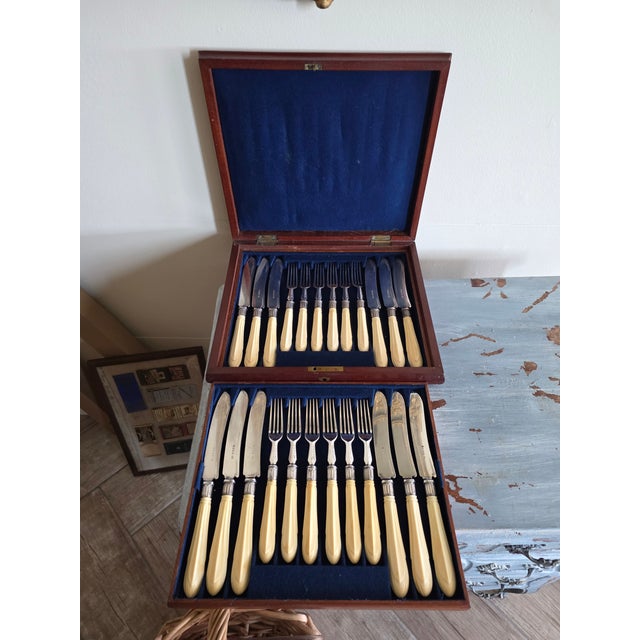 Silver Antique Sheffield Fish or Dessert Set for Twelve For Sale - Image 8 of 9