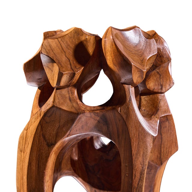Wood Luis Potosi Ecuadorian Modernist Abstract Carved Wood Sculpture For Sale - Image 7 of 10