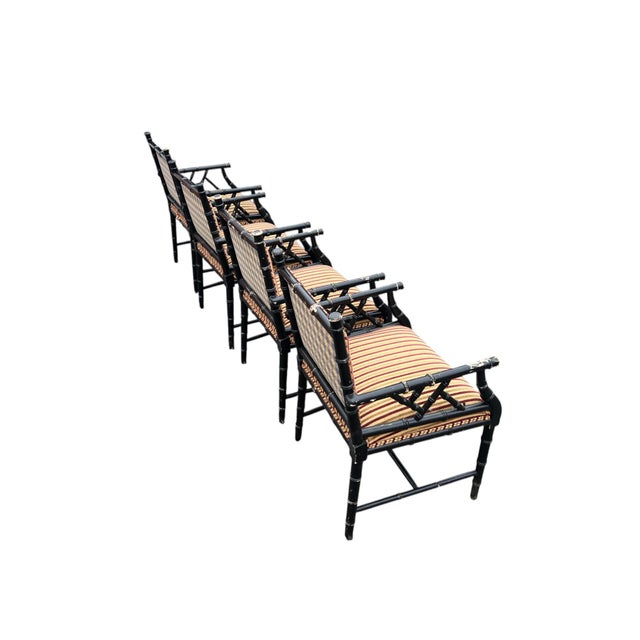 Mid 20th Century Set 4 Faux Bamboo Armchairs For Sale - Image 9 of 18
