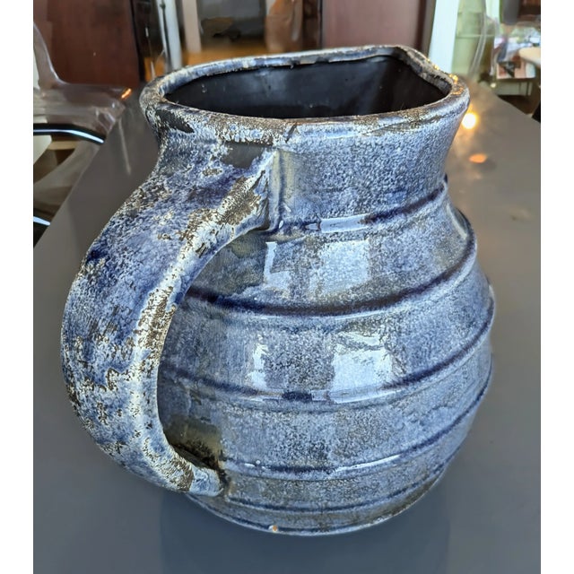 Gothic '90s Acid Wash Blue and Armadillo Striped Pitcher Planter For Sale - Image 3 of 4