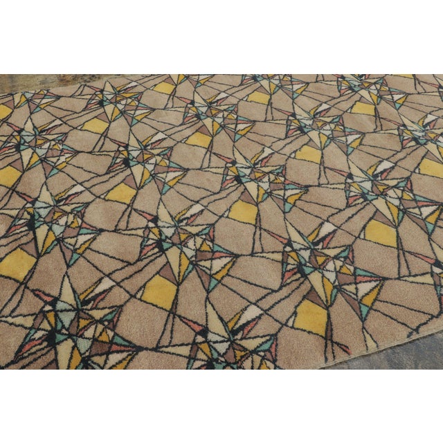 Rug & Kilim Vintage Turkish Geometric Rug in Beige With Polychromatic Pattern - Rug & Kilim For Sale - Image 4 of 7