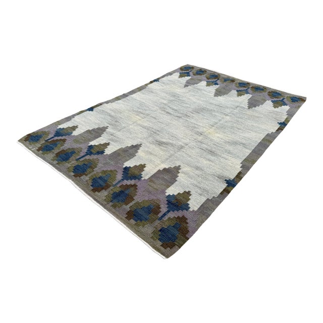 Gray Swedish Flatweave Rug by Judith Johansson, 1950s For Sale - Image 8 of 8