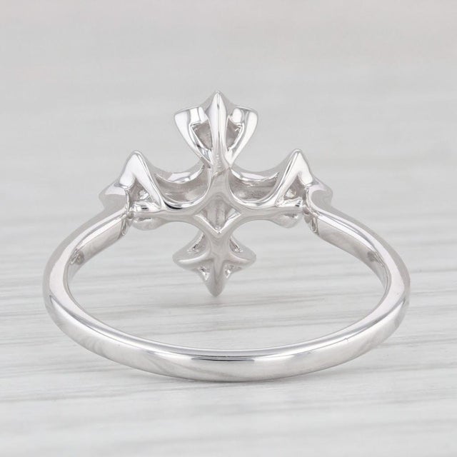 New Diamond Cross Ring 14k White Gold Size 6.5 For Sale - Image 4 of 8