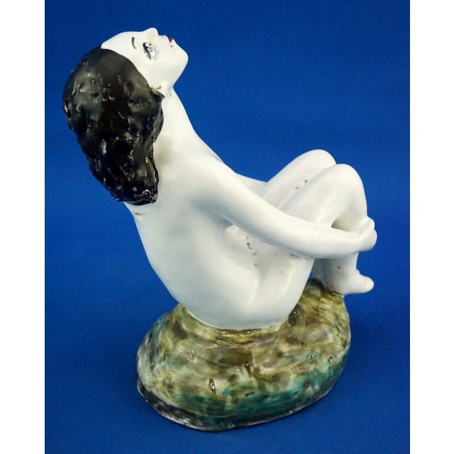 1920s 20th Century Art Deco Ceramic Sculpture of a Nude Woman by Aldo Bacchilega, Italy, 1890s For Sale - Image 5 of 18