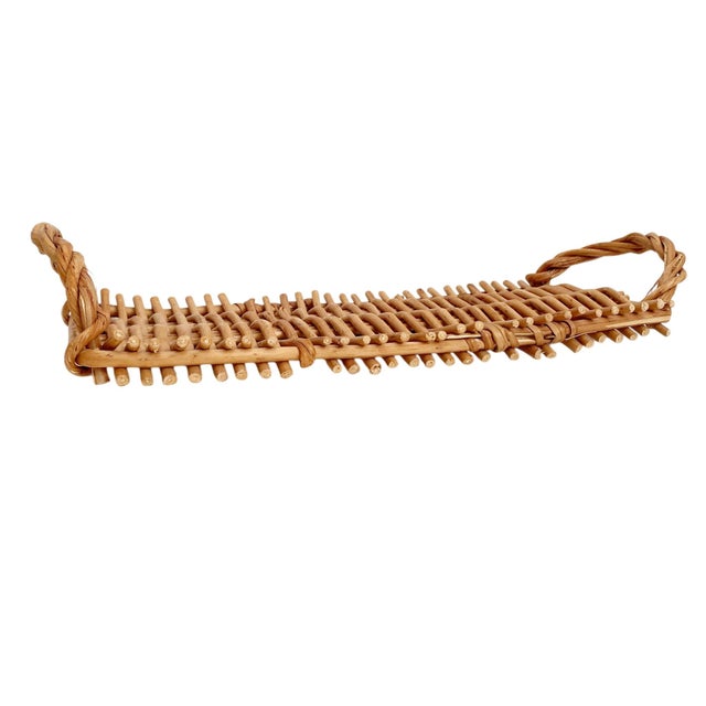 Contemporary Woven Bread Serving Tray With Handles For Sale - Image 3 of 5