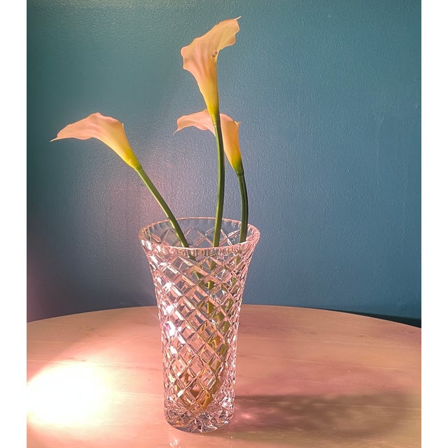 Glass Vintage Waterford Alana 10" Brilliant Heavy Cut Crystal Vase For Sale - Image 7 of 7
