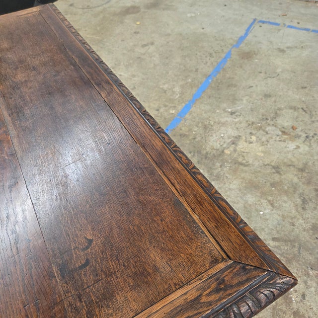 Mid 19th Century Jacobean Carved Oak Barley Twist H-Stretcher and Leg Writing Table For Sale - Image 16 of 18
