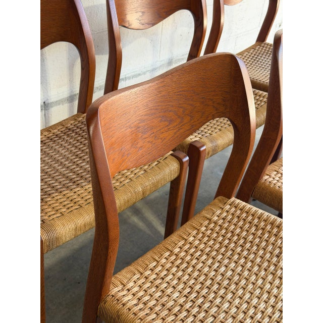 j.l. Moller Oak Model 71 Dining Chairs Set of 6 Cord Seats Denmark 1960s For Sale - Image 10 of 11