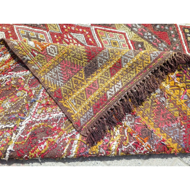 Mid 20th Century 70s Turkish Handmade Vintage Boho Style Kilim Area Rug For Sale - Image 4 of 11