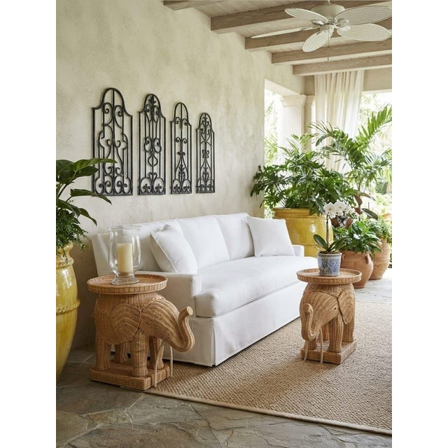 Pair of Vintage Woven Wicker Elephant Side Tables For Sale - Image 9 of 12