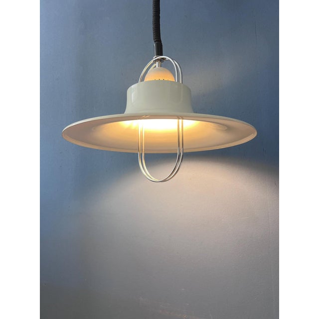 Mid-Century Modern Pendant Lamp in White & Chrome from Dijkstra For Sale - Image 4 of 12