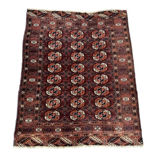 Antique Mori Gul Bokhara Hand-Knotted Wool Rug - 4'6" X 3'8" For Sale