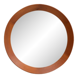 Large Pedersen & Hansen Viby J. Round Danish Solid Teak Mirror Finger Joints 23.5"