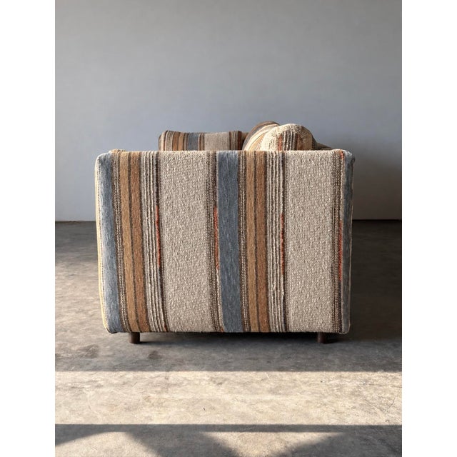 1970s Vintage Striped Woven Upholstery Three-Seat Sofa For Sale - Image 16 of 16