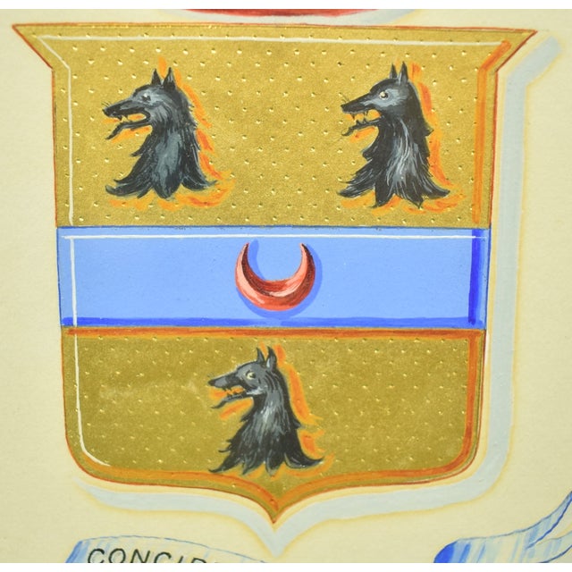 Mid 20th Century Mid 20th Century Armorial Crest "Seal" in Gouache For Sale - Image 5 of 6