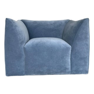 Norwalk Modern Sky Blue Velvet Snuggy Club Chair For Sale