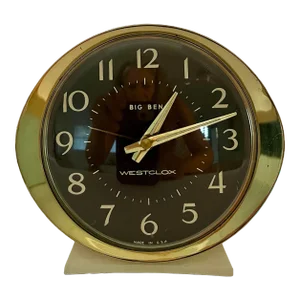 Midcentury Westclox Big Ben Gold Toned Alarm Clock