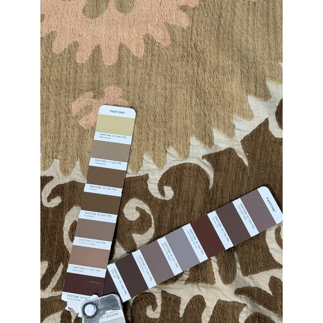 Large Cotton Suzani From Samarkand Uzbekistan, 1930s Suzani Terracotta Wall Hanging Tapestry - Neutral Uzbek Bedspread For Sale - Image 12 of 12
